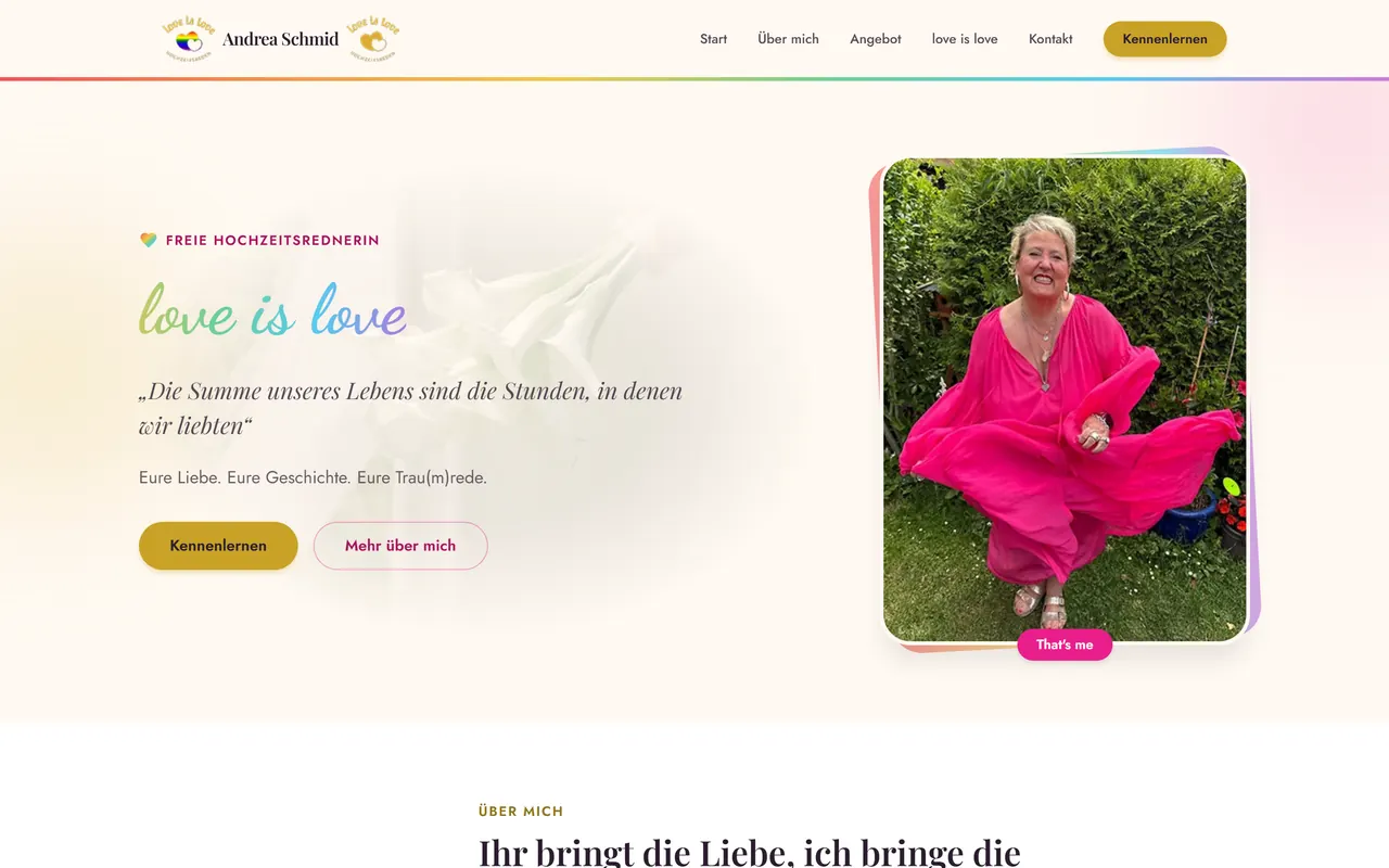 Startseite von hochzeitsrednerin-schmid.de für freie Hochzeitszeremonien